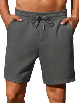 PINSPARK Mens Lounge Sweat Shorts, 7" Casual Elastic Waist Gym Workout Shorts with Drawstring