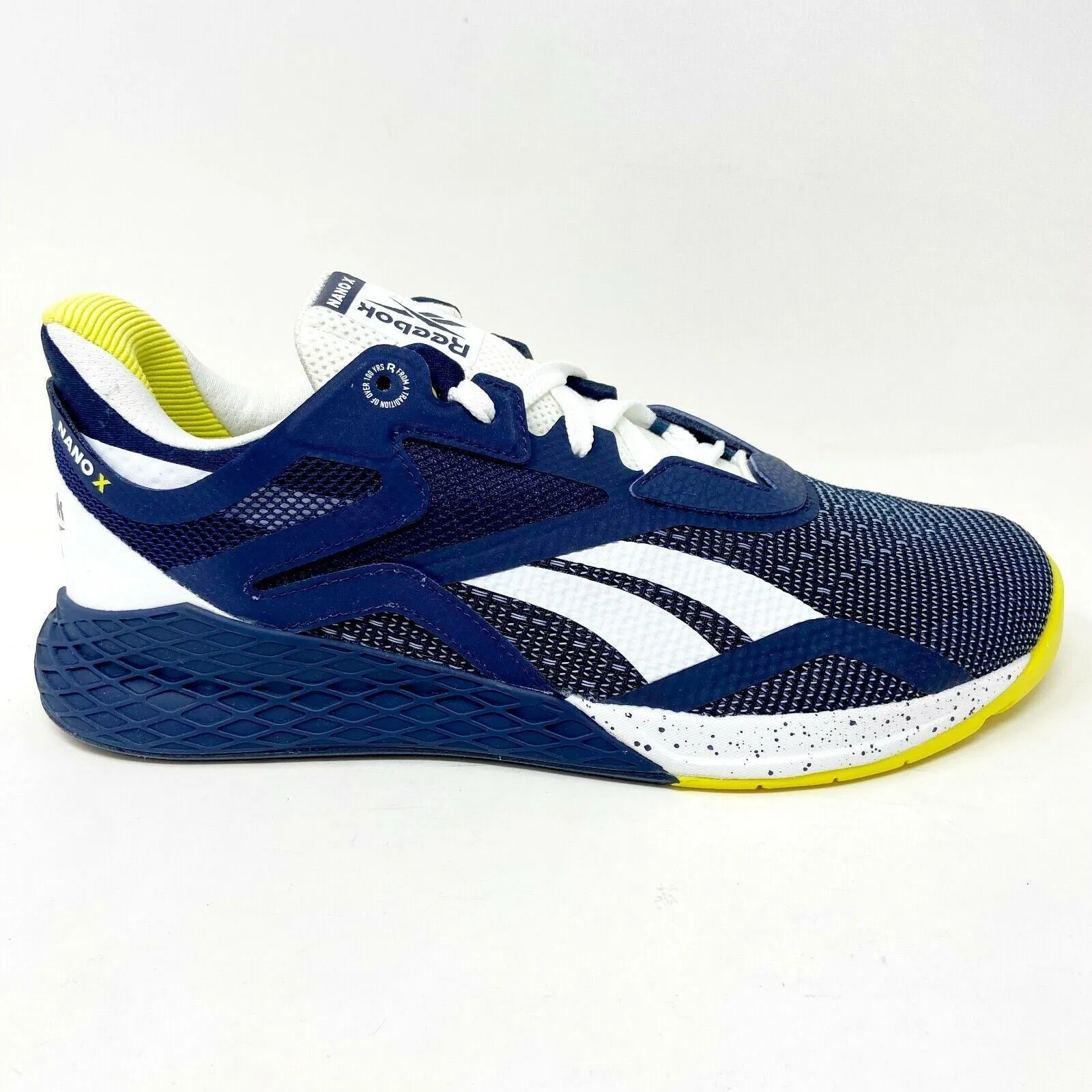 Reebok Nano X Vector Navy White Chartreuse Mens Cross Training Sneakers FW8473