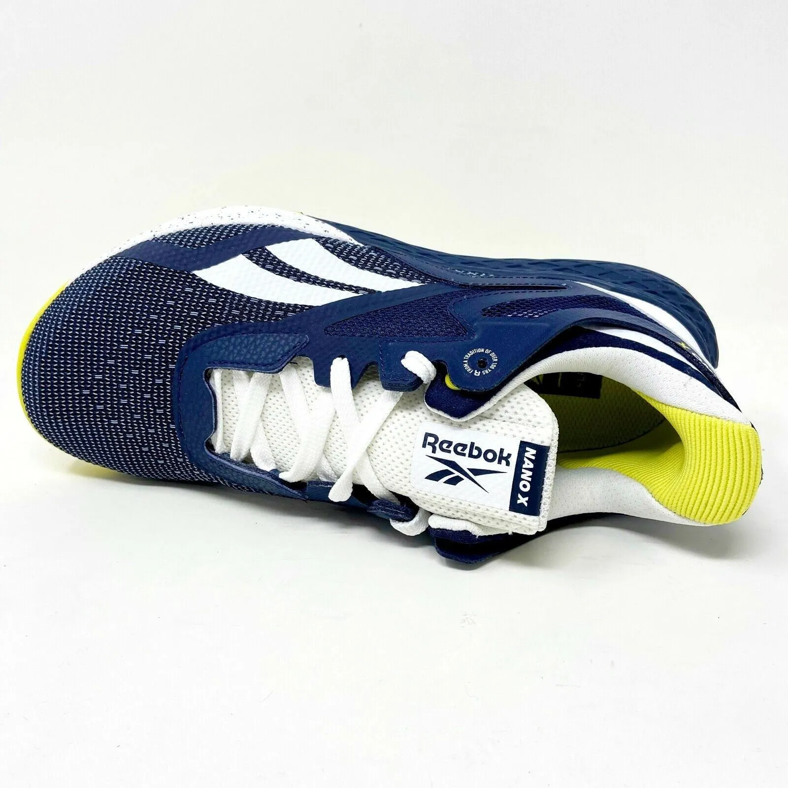 Reebok Nano X Vector Navy White Chartreuse Mens Cross Training Sneakers FW8473