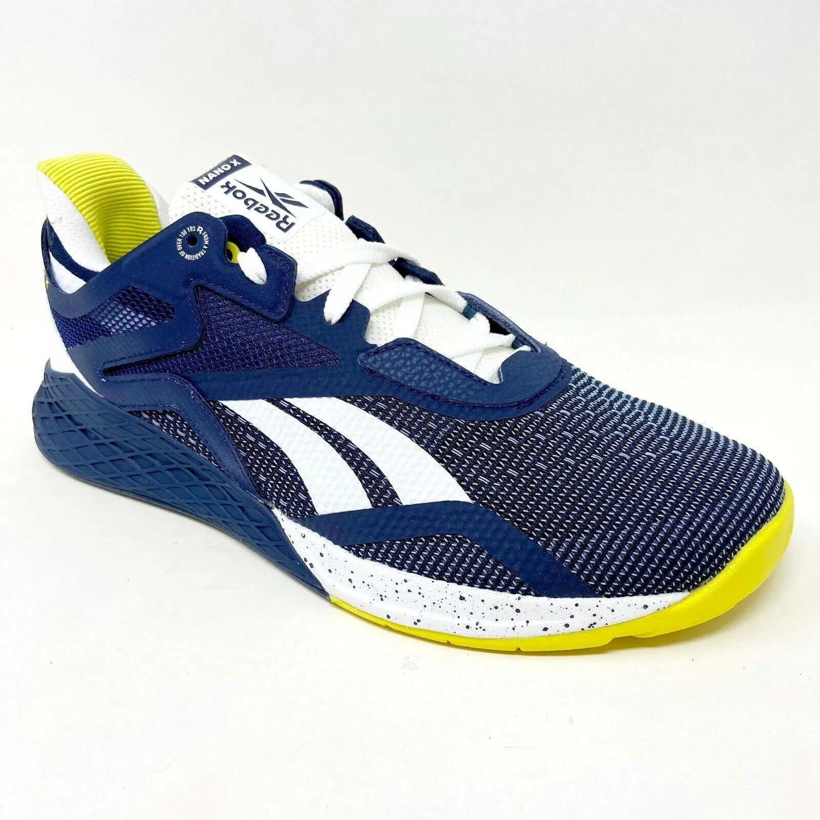 Reebok Nano X Vector Navy White Chartreuse Mens Cross Training Sneakers FW8473