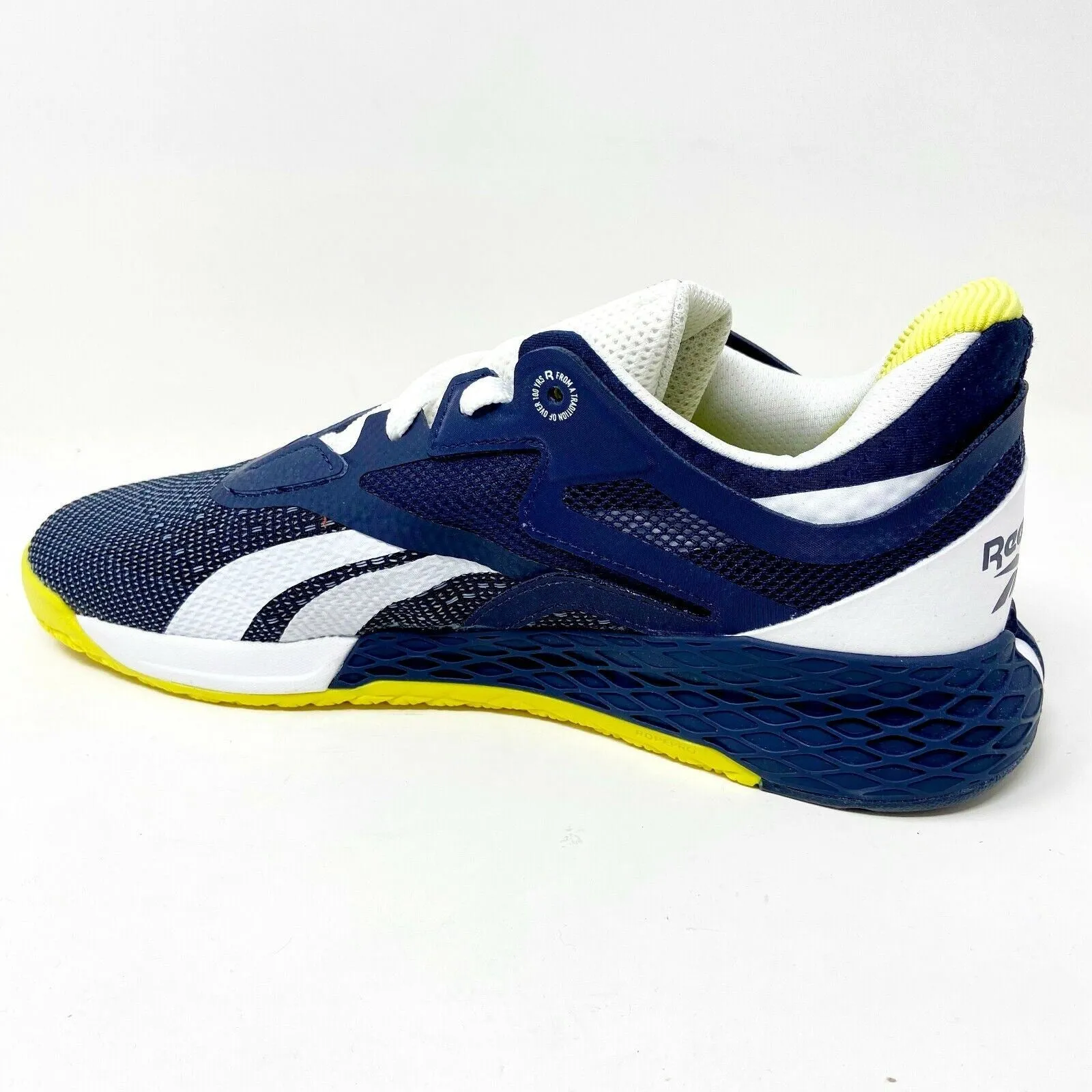 Reebok Nano X Vector Navy White Chartreuse Mens Cross Training Sneakers FW8473