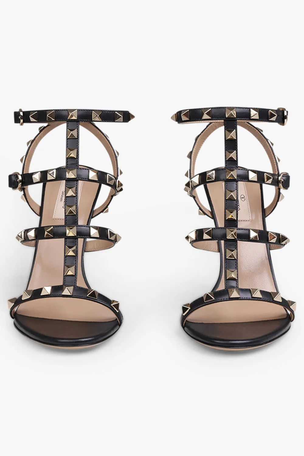 ROCKSTUD FOUR STRAP 105MM SANDAL | BLACK/GOLD