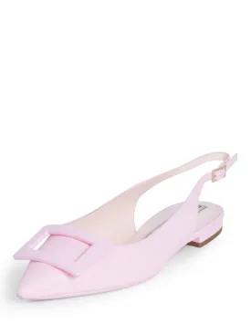 Roger Vivier Logo Leather Slingback Pointed Toe Ballet Flats Pink