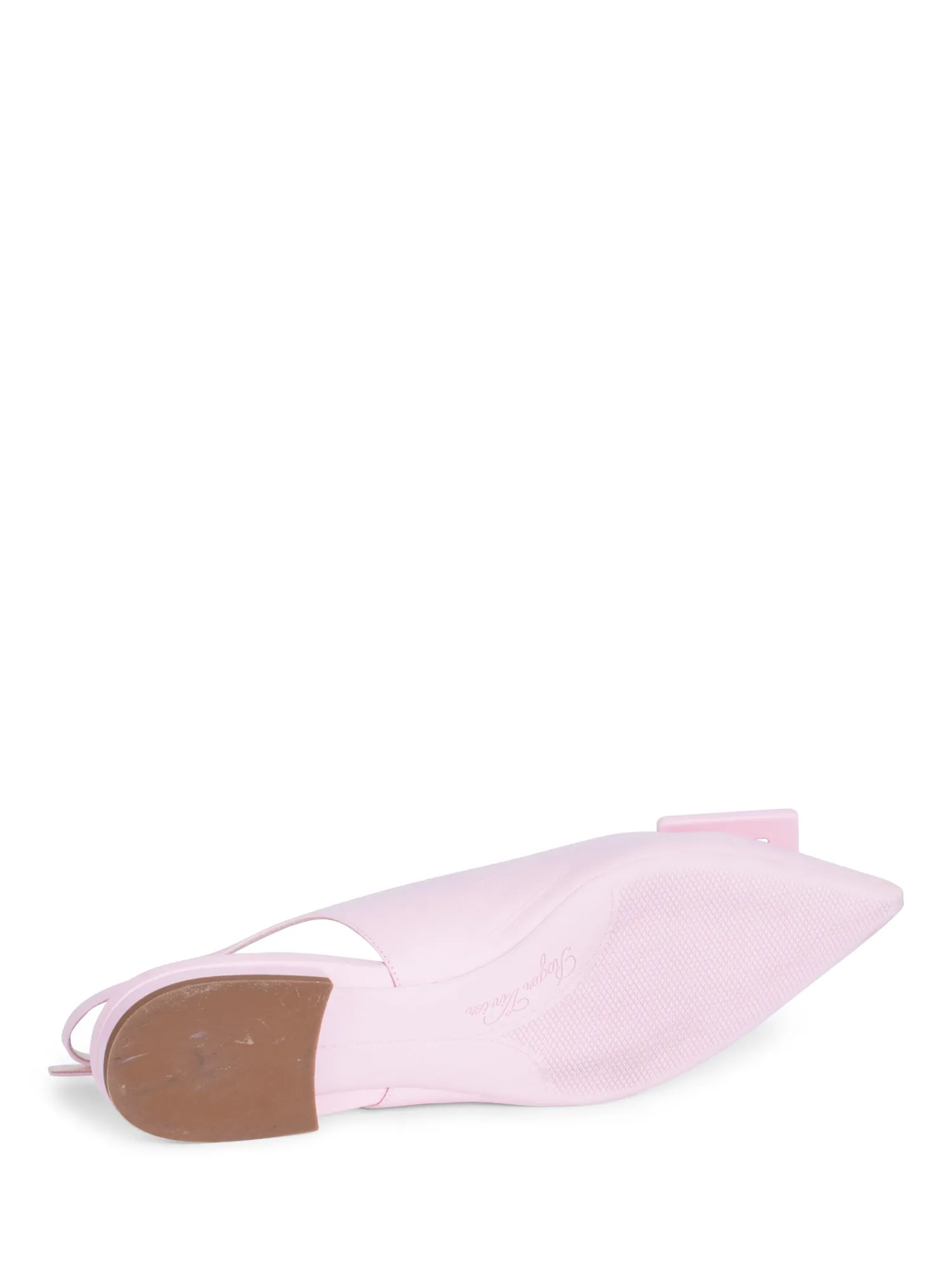 Roger Vivier Logo Leather Slingback Pointed Toe Ballet Flats Pink