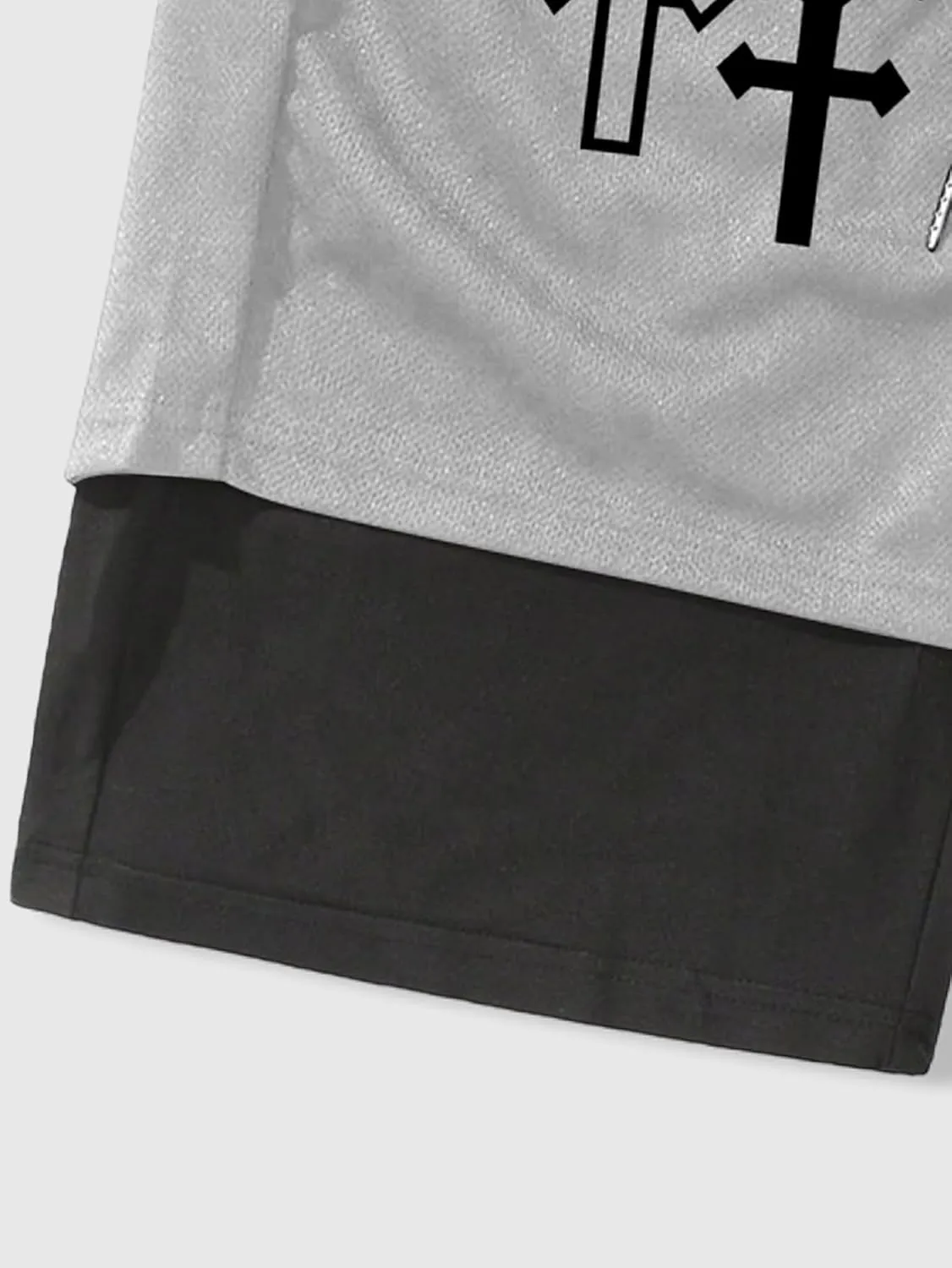 SHENHE Men's Graphic Shorts with Liner Cross Print Drawstring 2 in 1 Goth Gym Track Bottoms