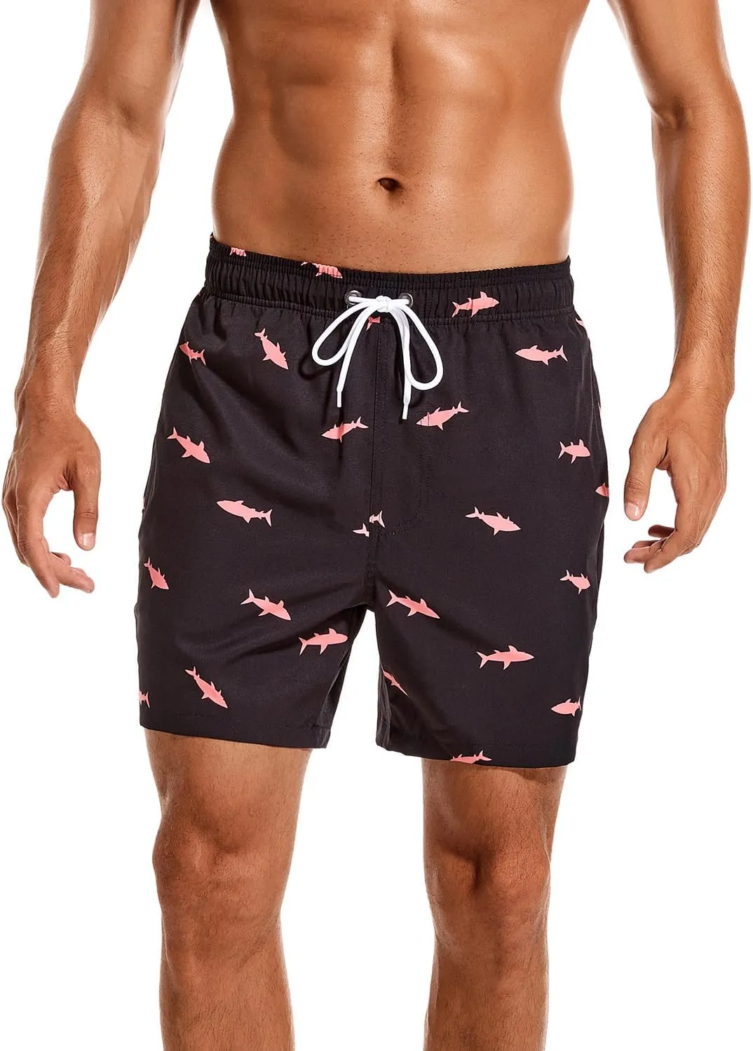 SILKWORLD Mens Swimming Trunks with Compression Liner 2 in 1 Quick-Dry Swim Shorts with Zipper Pockets