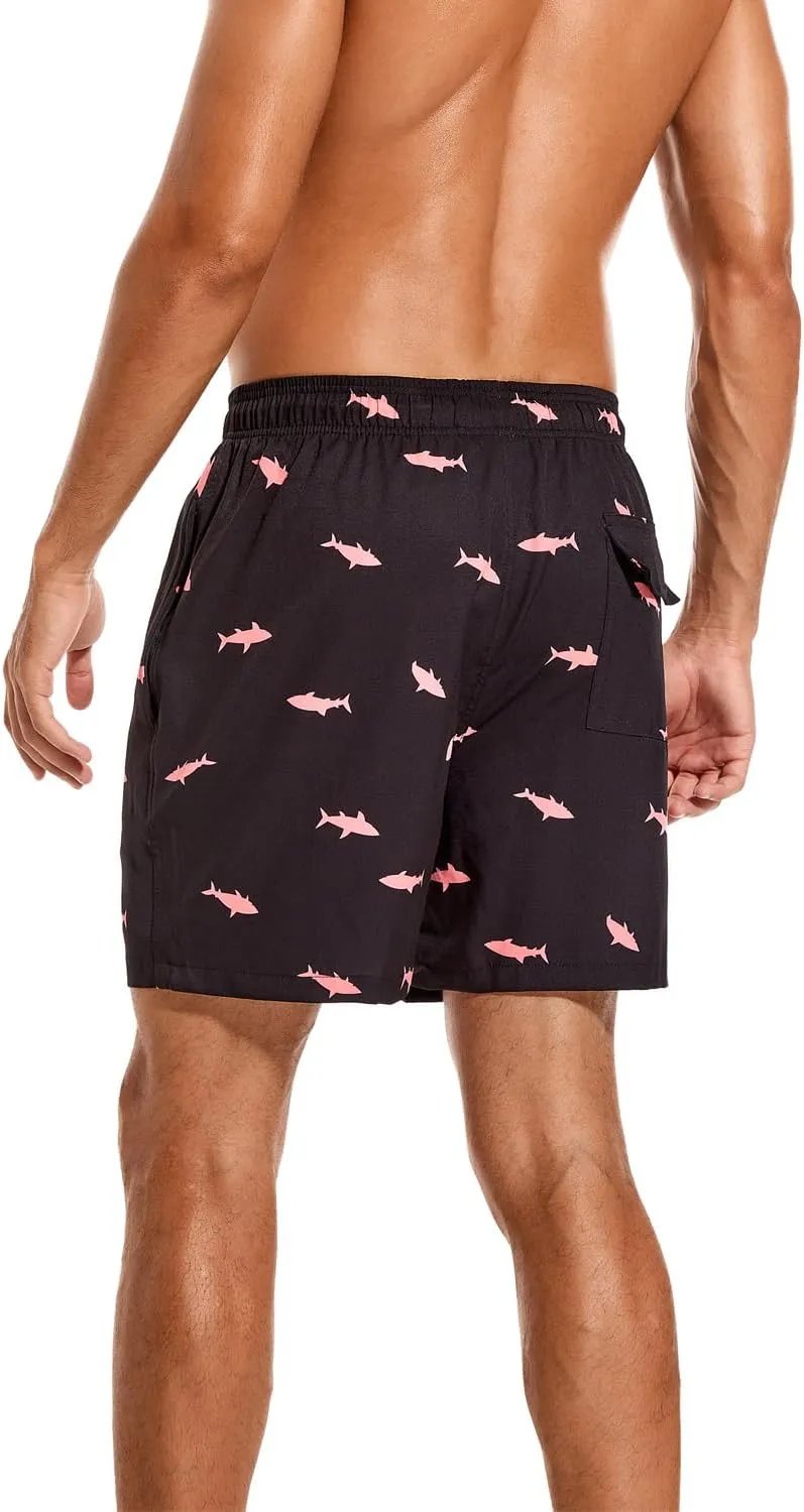 SILKWORLD Mens Swimming Trunks with Compression Liner 2 in 1 Quick-Dry Swim Shorts with Zipper Pockets