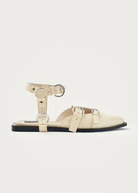 Thalara Onix Cream Leather Ballet Flats