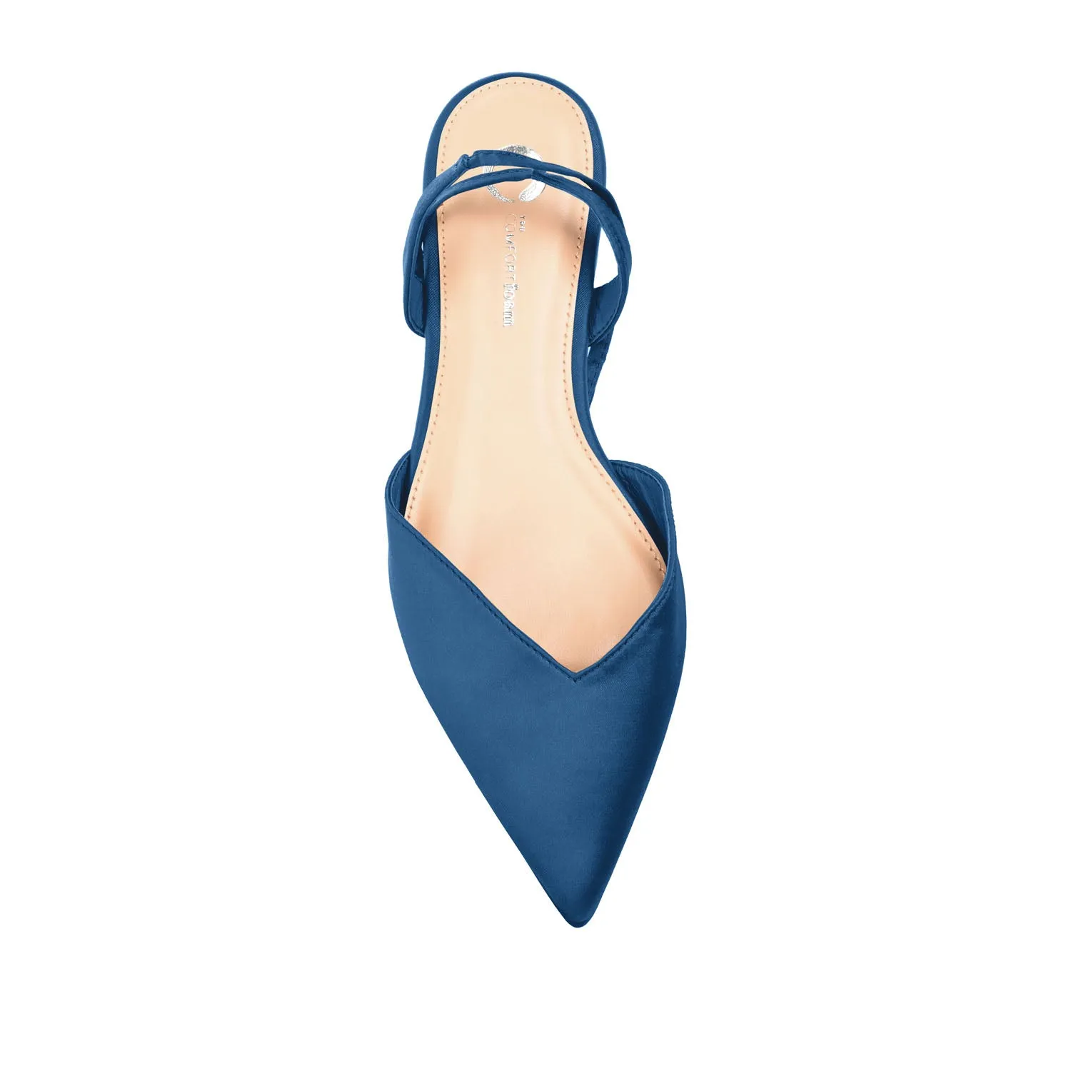 THEIA POINTED TOE FORMAL FLATS IN SATIN
