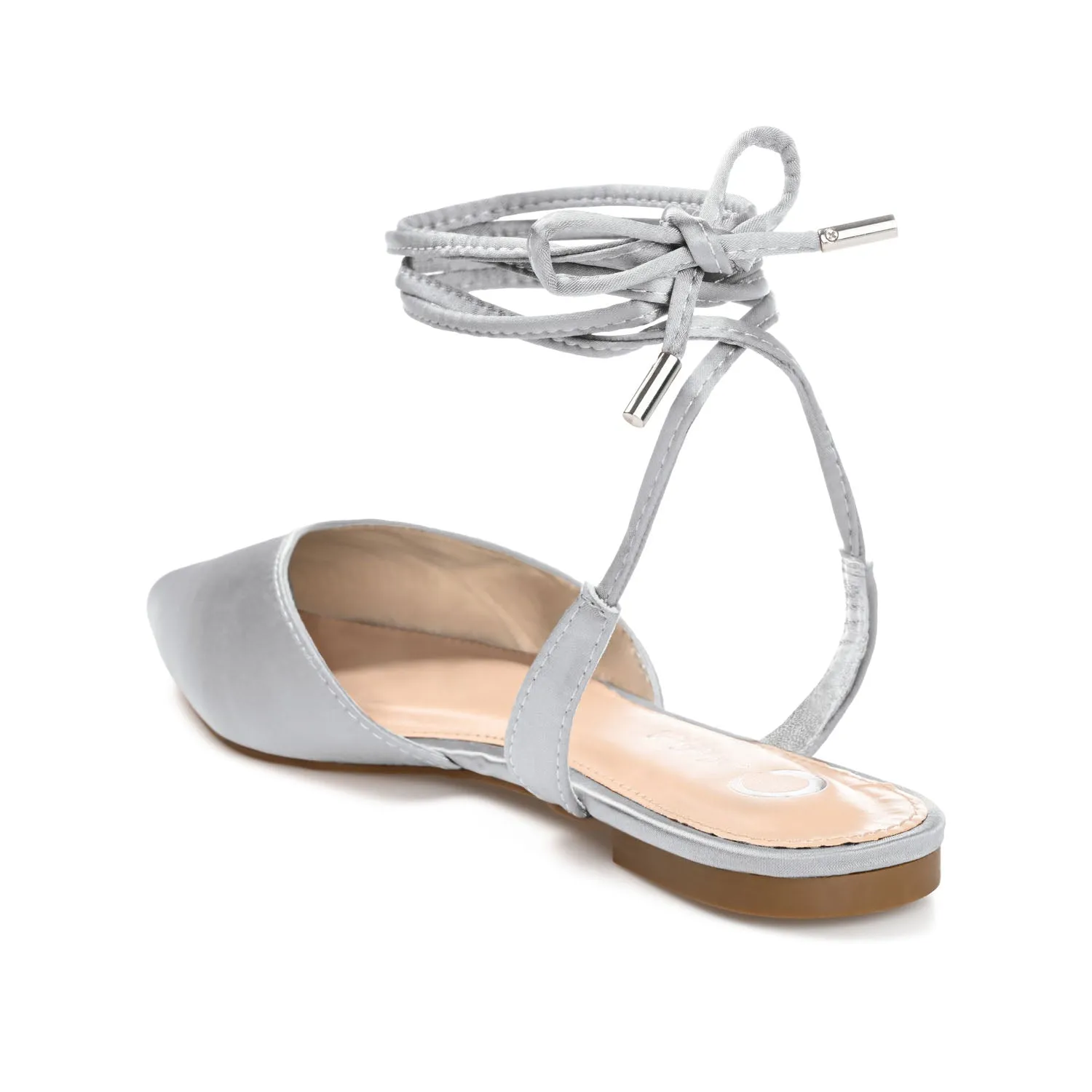 THEIA POINTED TOE FORMAL FLATS IN SATIN