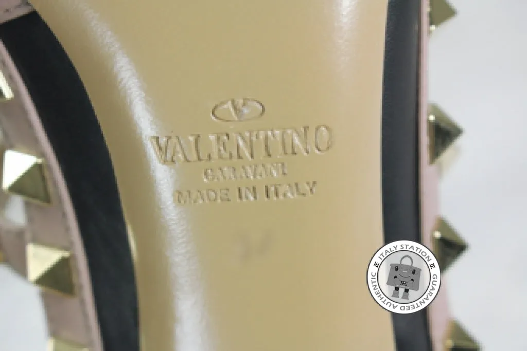 Valentino MW2S0393VOD Rockstud Ankle Strap 100MM / 4" N91 / Nero Poudre Calfskin 37.5 Heels Pbhw