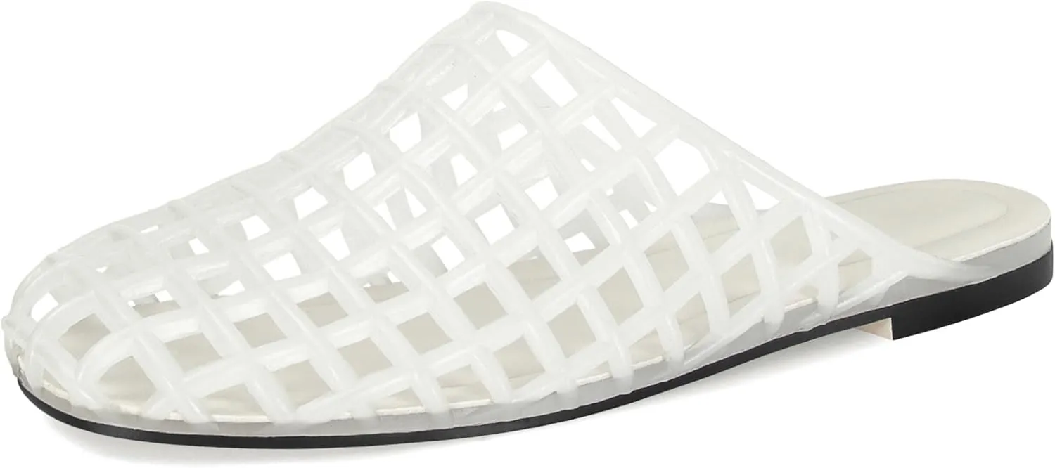 Women's Red Jelly Mesh Slides, Comfortable Flat Slip On Sandals, Casual Summer Beach Slippers