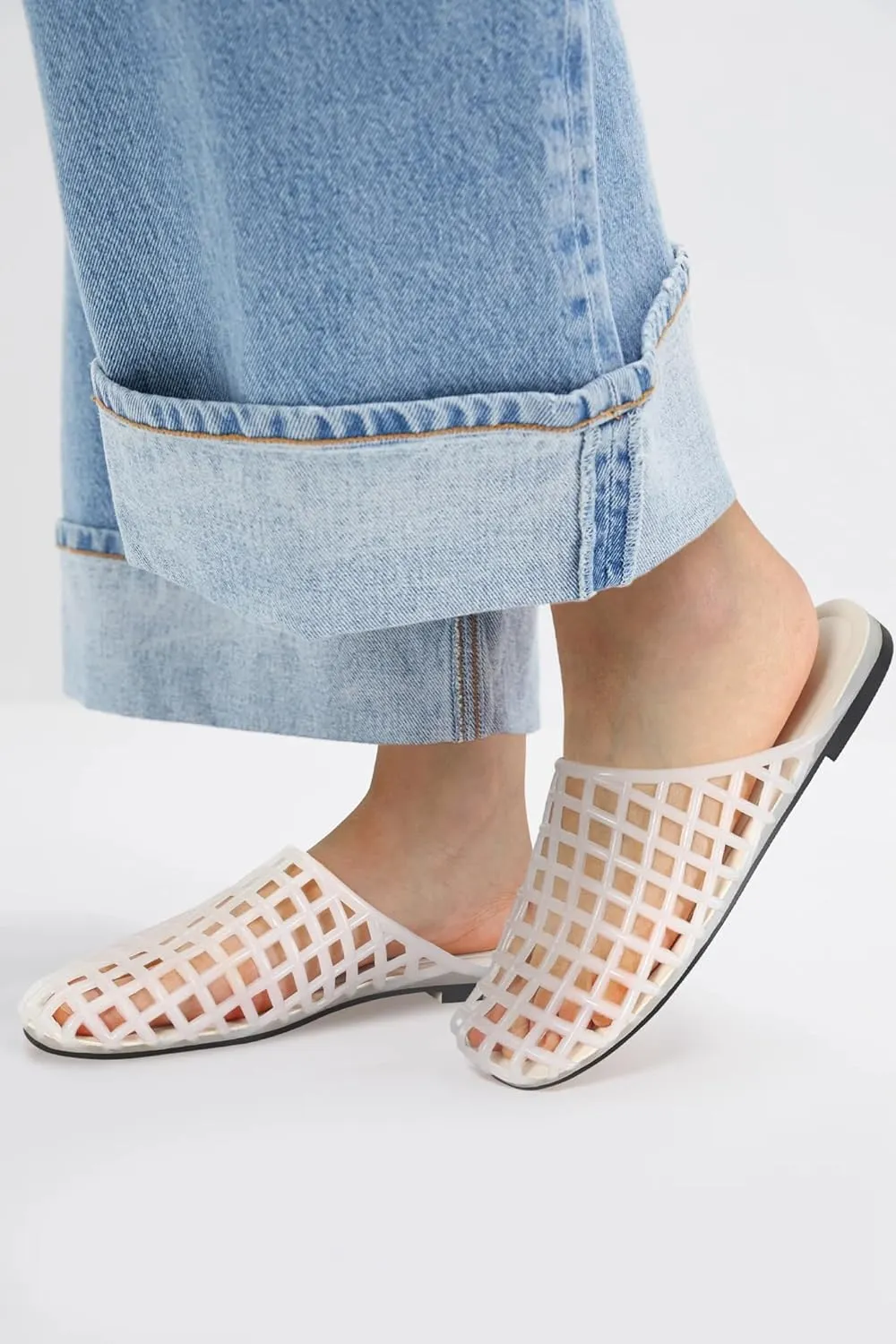 Women's Red Jelly Mesh Slides, Comfortable Flat Slip On Sandals, Casual Summer Beach Slippers